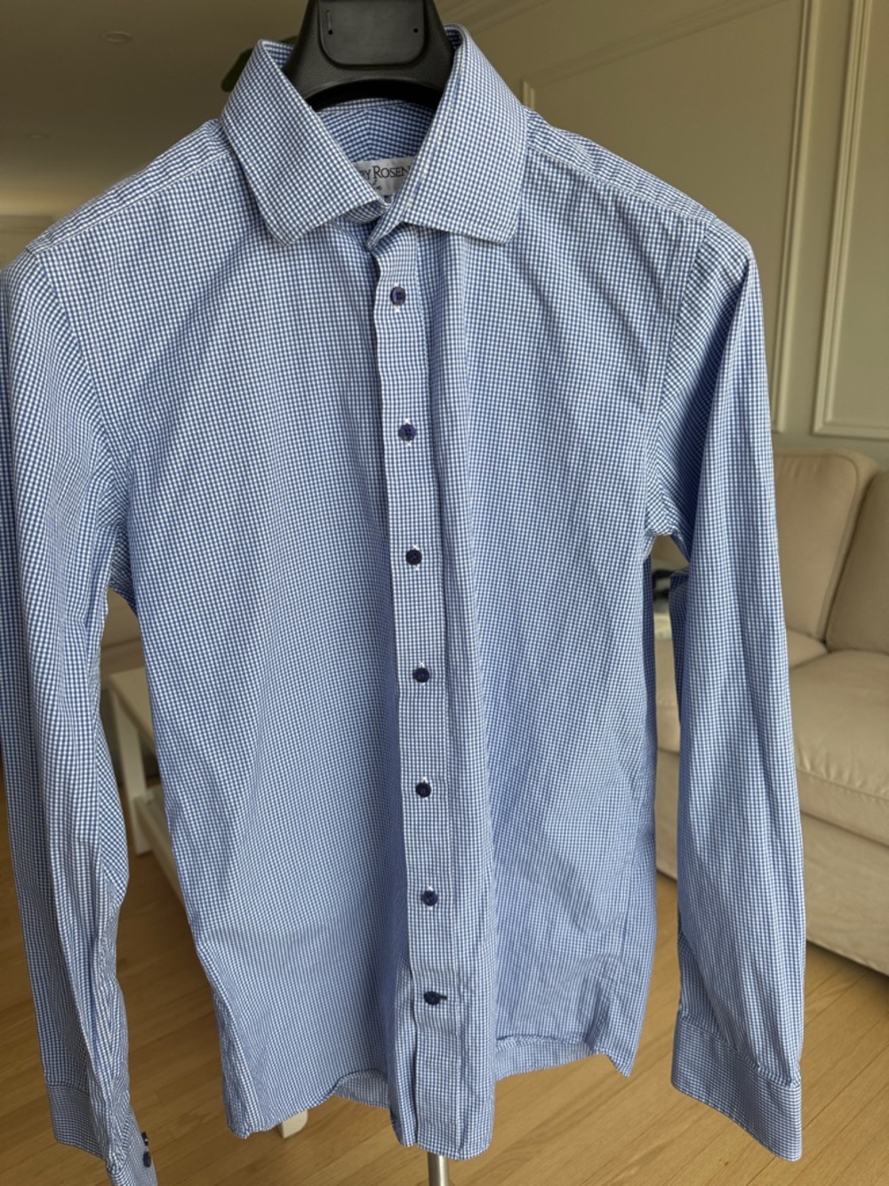 Tailored Light Blue Micro-Check Dress Shirt